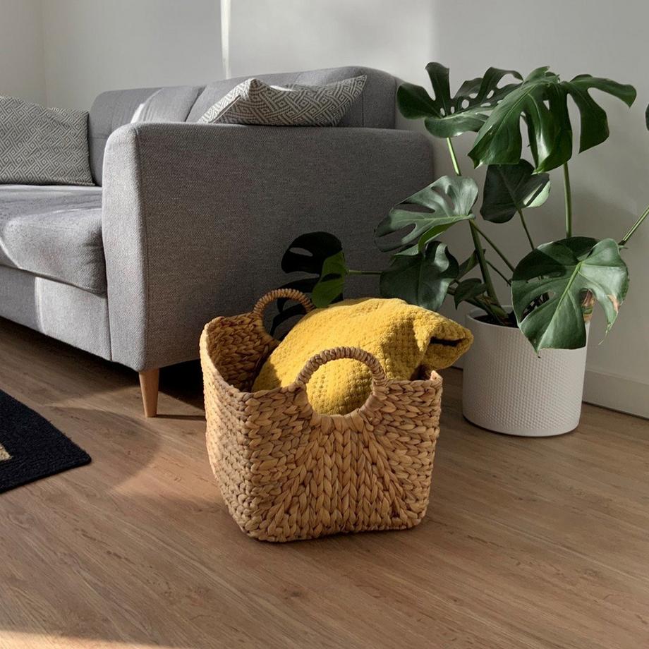 Calicosy Cesto in Giacinto d'acqua con manici - L 46 cm x P 27 cm x H 27 cm  