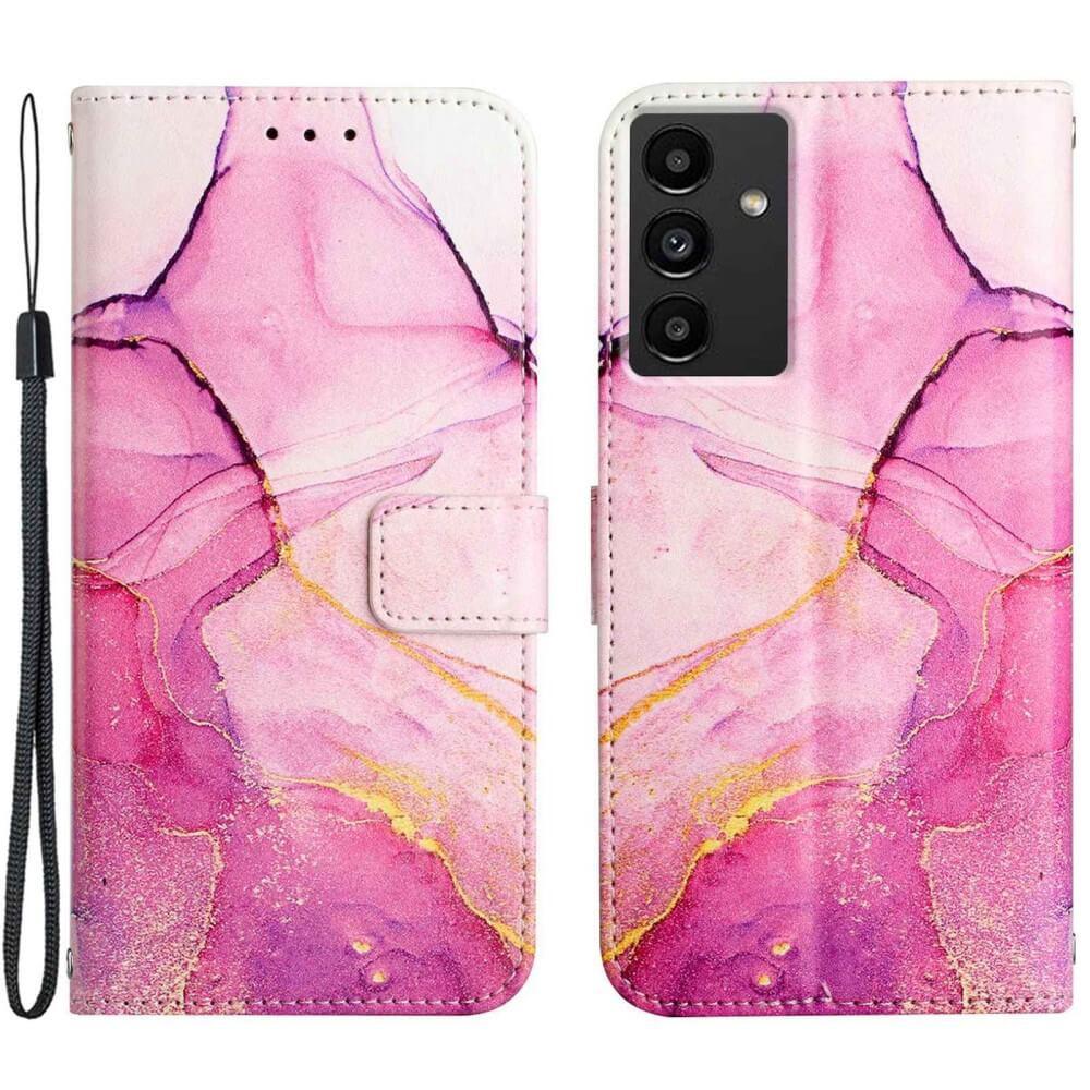 Cover-Discount  Galaxy A14 - Leder Hülle Pink Marble 