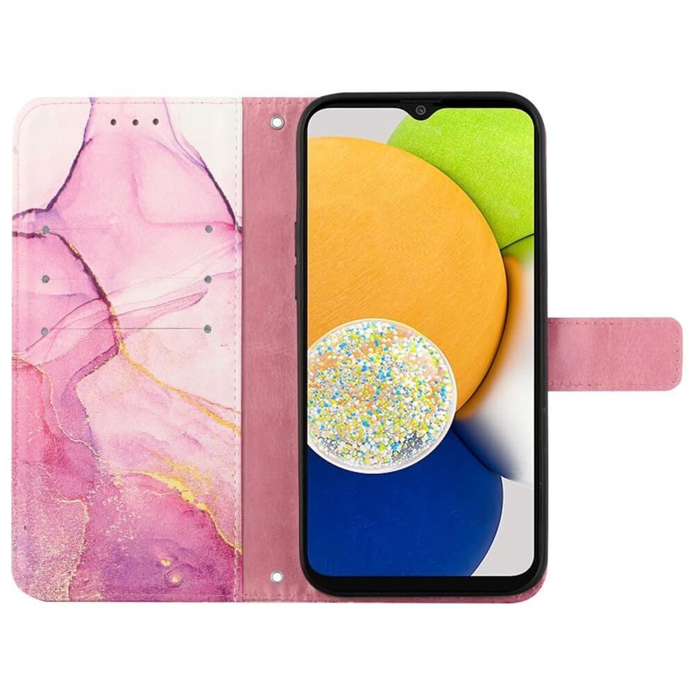 Cover-Discount  Galaxy A14 - Leder Hülle Pink Marble 