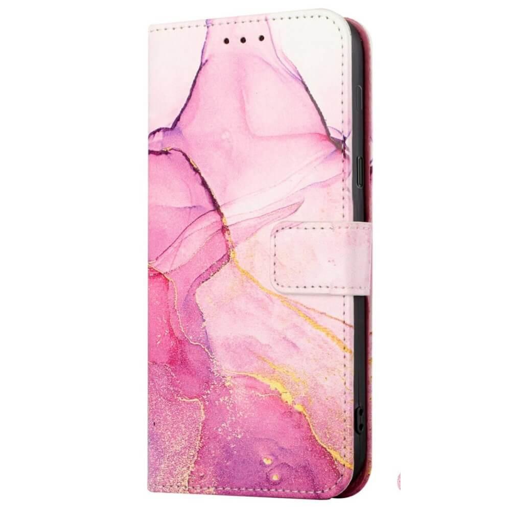 Cover-Discount  Galaxy A14 - Leder Hülle Pink Marble 