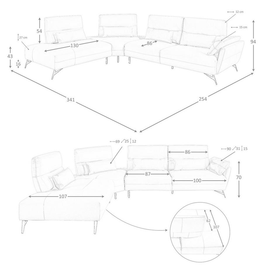 ANGEL CERDA Canapé d'angle gauche cuir sable  
