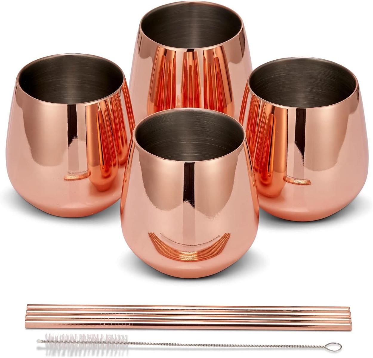 Oak & steel Edelstahl Trinkbecher Rosegold 4er Set  