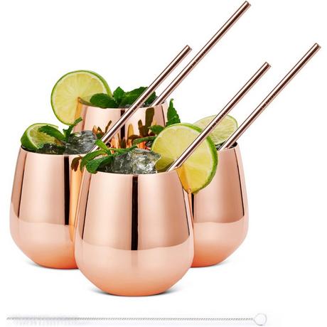 Oak & steel Edelstahl Trinkbecher Rosegold 4er Set  