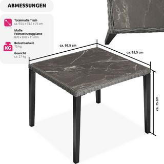 Tectake Table en rotin Tarent 93,5 x 93,5 x 75 cm  