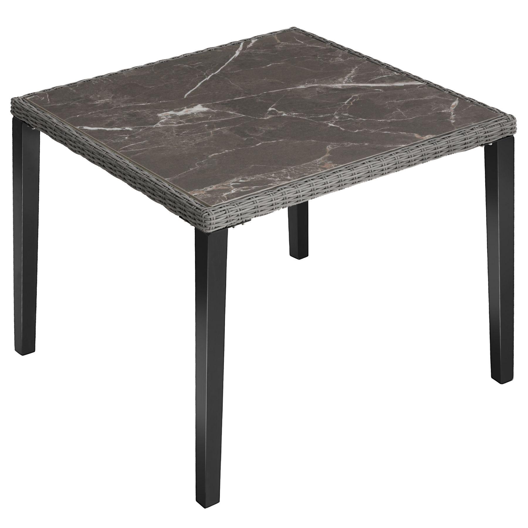 Tectake Table en rotin Tarent 93,5 x 93,5 x 75 cm  