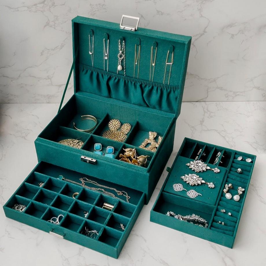 BINS AND BOXES  Schmuckkästchen SAMTGRÜN 