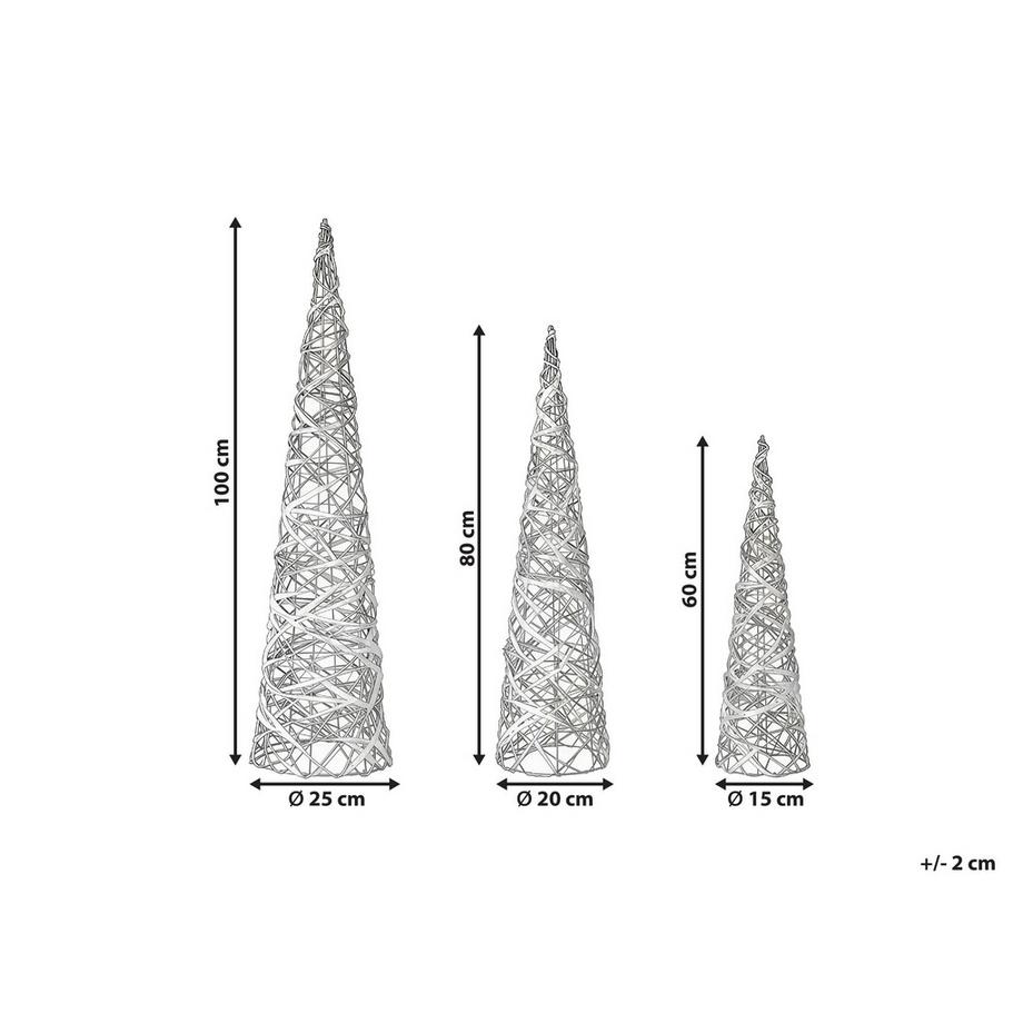 Beliani Weihnachtsdekoration 3er Set aus Kunststoff Modern TUELSO  