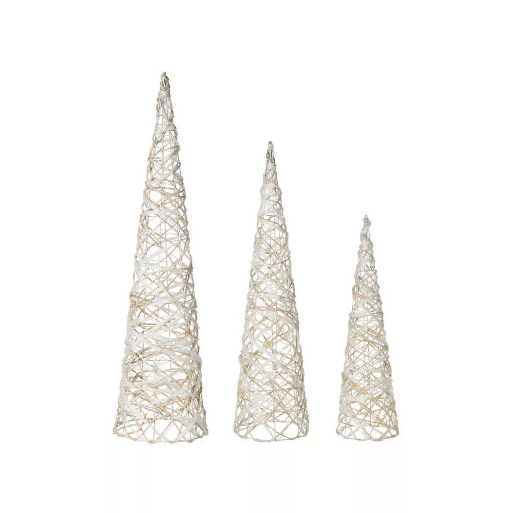 Beliani - Weihnachtsdekoration 3er Set aus Kunststoff  TUELSO, One Size, Weiss Bunt