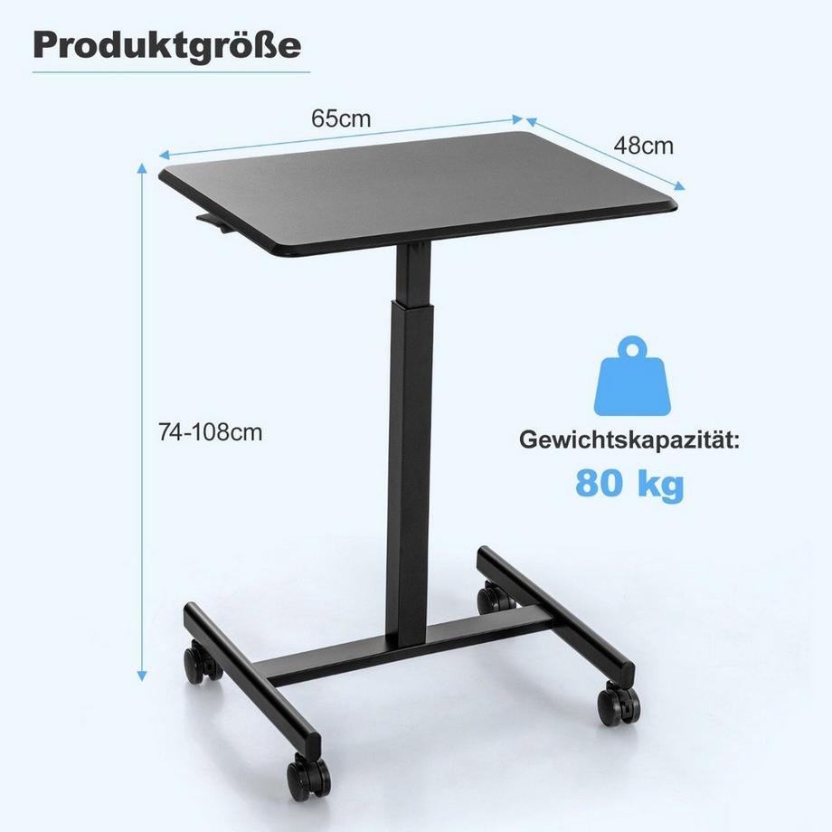 Northix Scrivania regolabile per laptop con ruote  