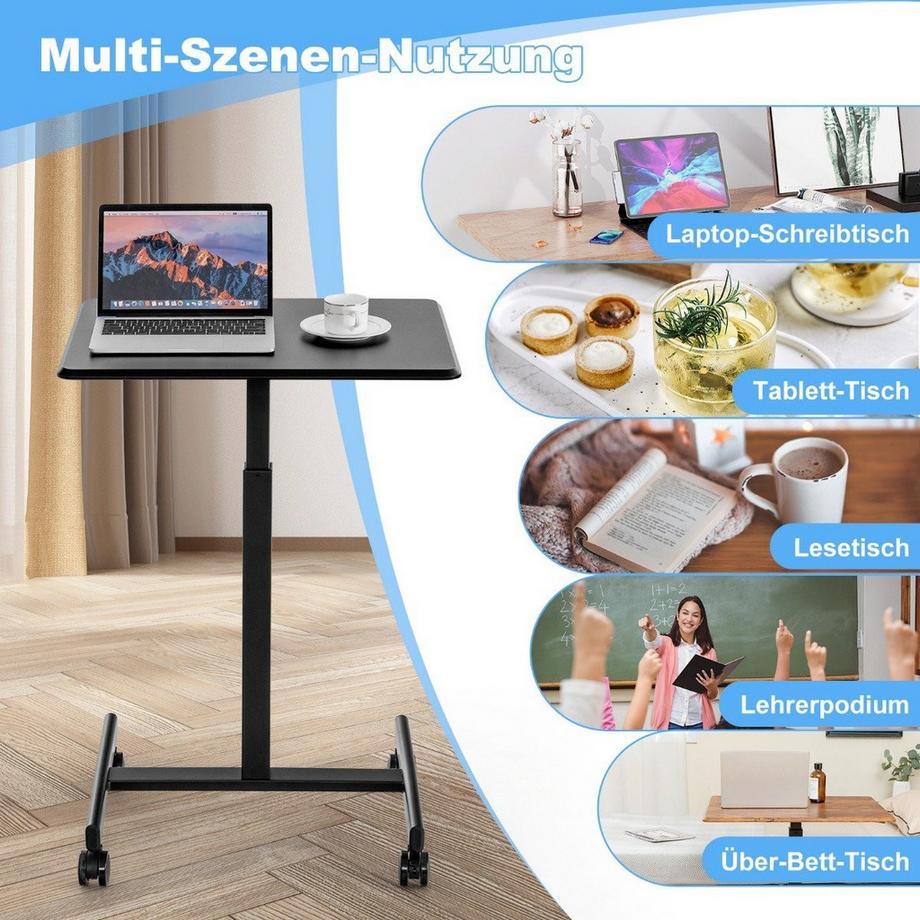 Bureau réglable pour ordinateur portable avec roulettes