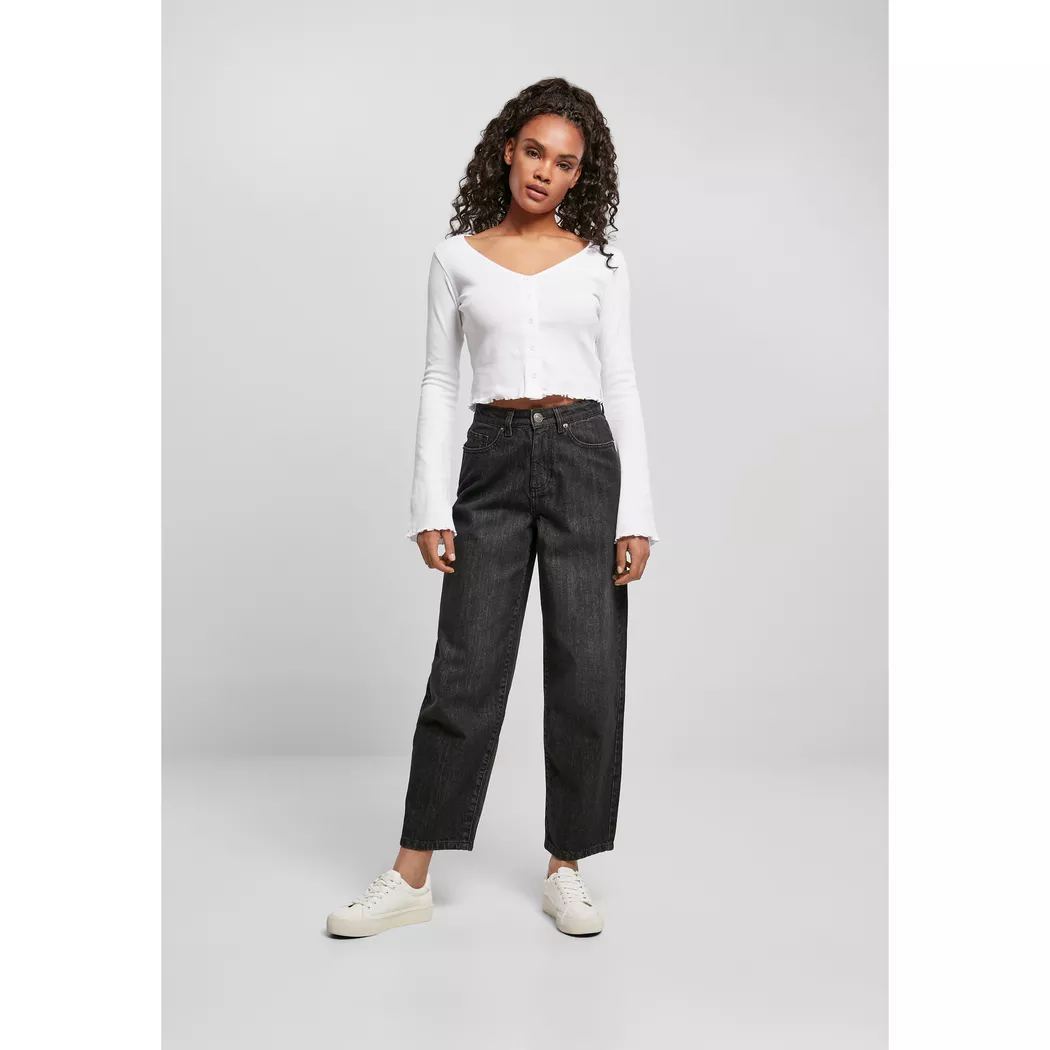 URBAN CLASSICS - damenjeans mit hoher taille und verkürzter form, für Damen, Schwarz, Größe 29