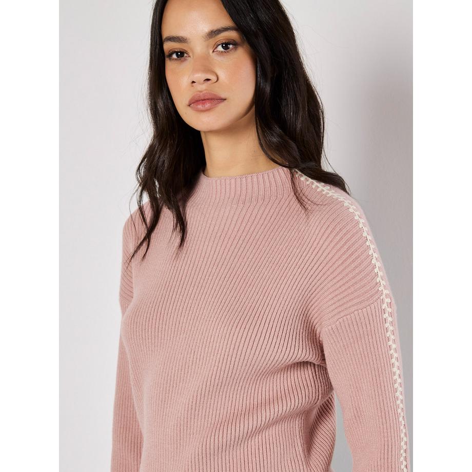APRICOT Maglione a coste con cuciture contrastanti  