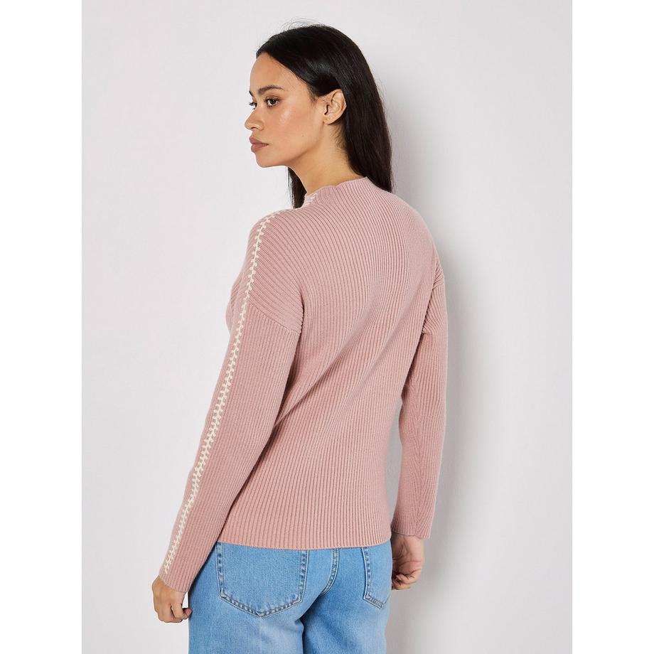 APRICOT Maglione a coste con cuciture contrastanti  