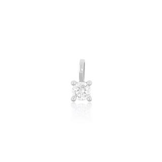 MUAU Schmuck  Pendentif solitaire 4 poignées en or blanc 750 diamant 0,20ct. 8x5mm 