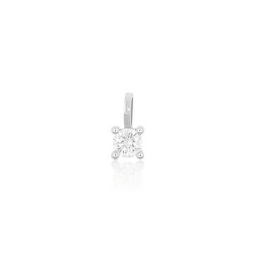 Pendentif solitaire 4 poignées en or blanc 750 diamant 0,20ct. 8x5mm