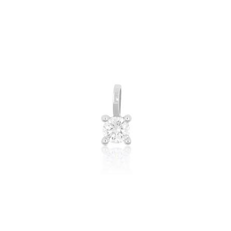 MUAU Schmuck  Pendentif solitaire 4 poignées en or blanc 750 diamant 0,20ct. 8x5mm 