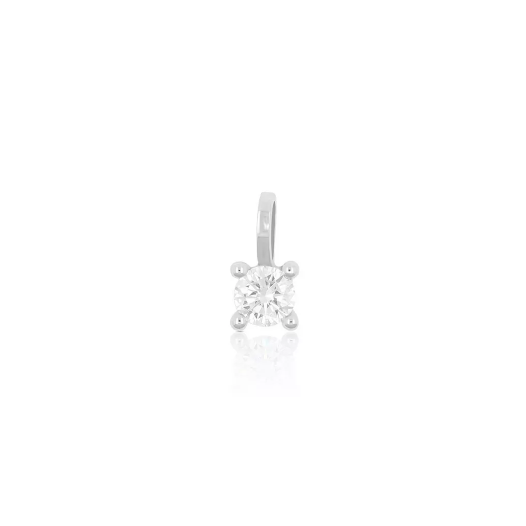 MUAU Schmuck - Solitär Anhänger 4-Griff-Fassung Weissgold 750 Diamant 0.20ct. 8x5mm, One Size