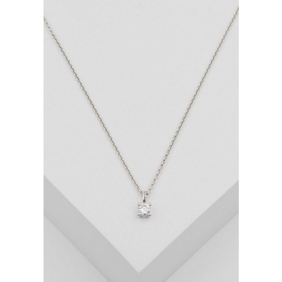 MUAU Schmuck  Solitär Anhänger 4-Griff-Fassung Weissgold 750 Diamant 0.20ct. 8x5mm 