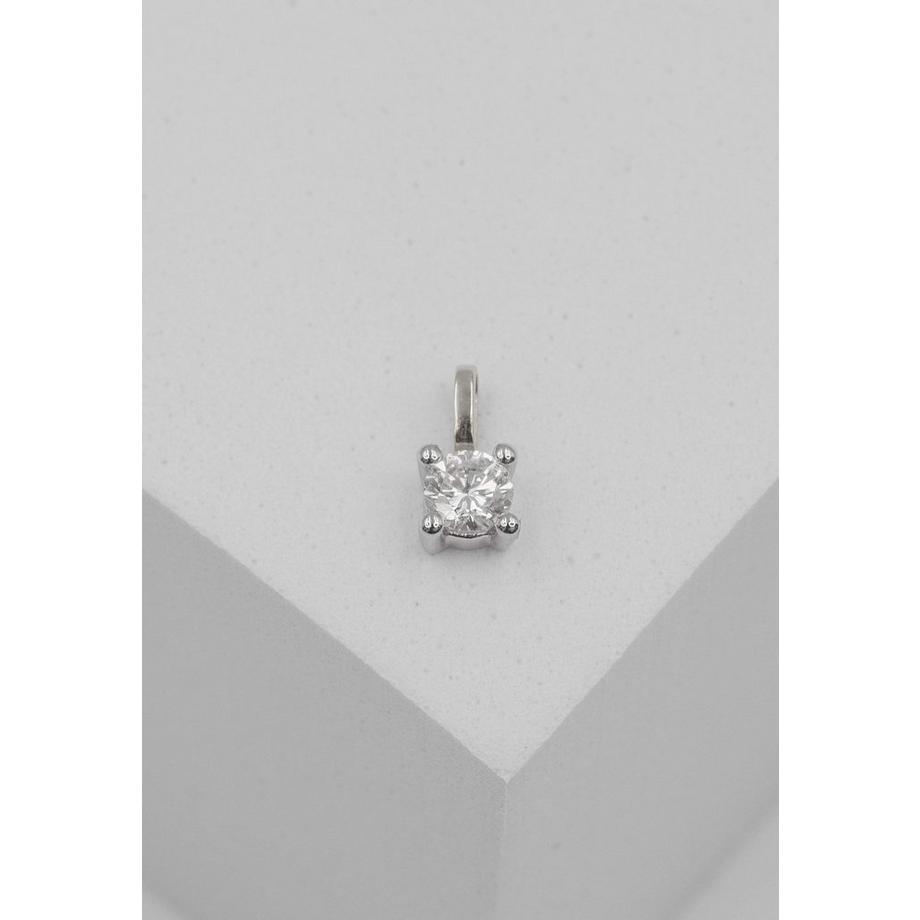 MUAU Schmuck  Solitär Anhänger 4-Griff-Fassung Weissgold 750 Diamant 0.20ct. 8x5mm 