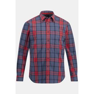 JP1880  Chemise à carreaux à manches longues, coupe Modern Fit et col Kent - jusqu'au 8 XL 