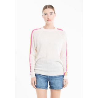 Studio Cashmere8 KELLY 30 Rundhals-Kaschmirpullover mit gestreiften Ärmeln  