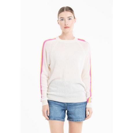 Studio Cashmere8 KELLY 30 Rundhals-Kaschmirpullover mit gestreiften Ärmeln  