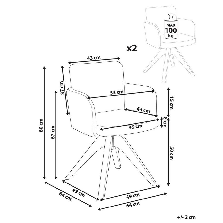 Beliani Lot de 2 chaises de salle à manger en Bouclé Minimaliste EVELYN  