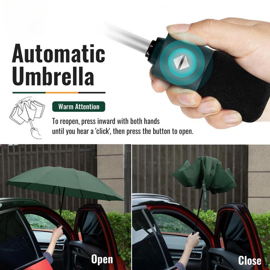 Alopini  Compact Travel Umbrella Large Stormproof - Inverted folding umbrella, automatischer Taschenschirm für Regen 