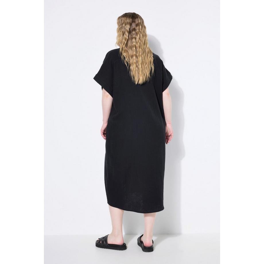 Studio Untold Robe-chemisier longue Egg-Shape Mousseline Manches Courtes  