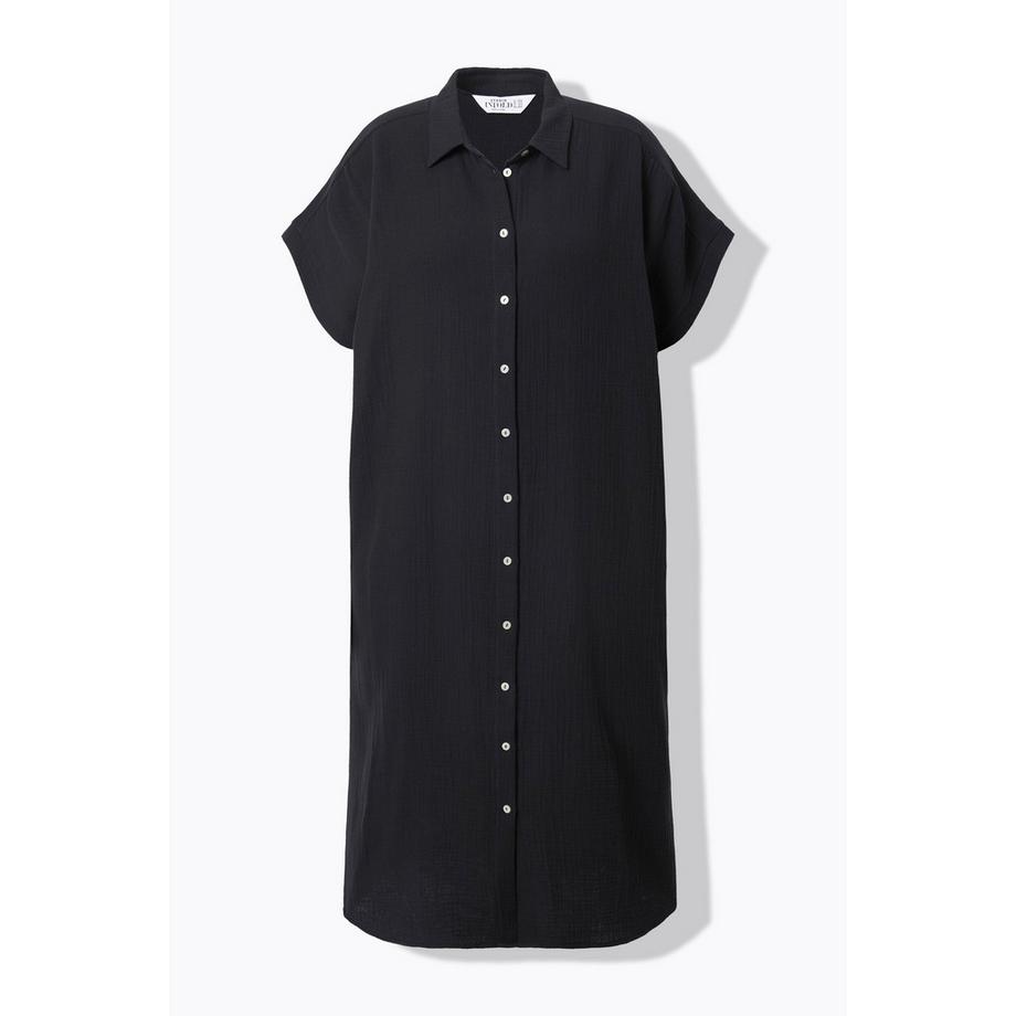 Studio Untold Robe-chemisier longue Egg-Shape Mousseline Manches Courtes  