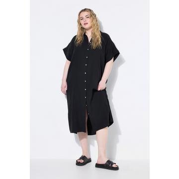 Robe-chemisier longue en mousseline, manches courtes, coupe Egg-Shape