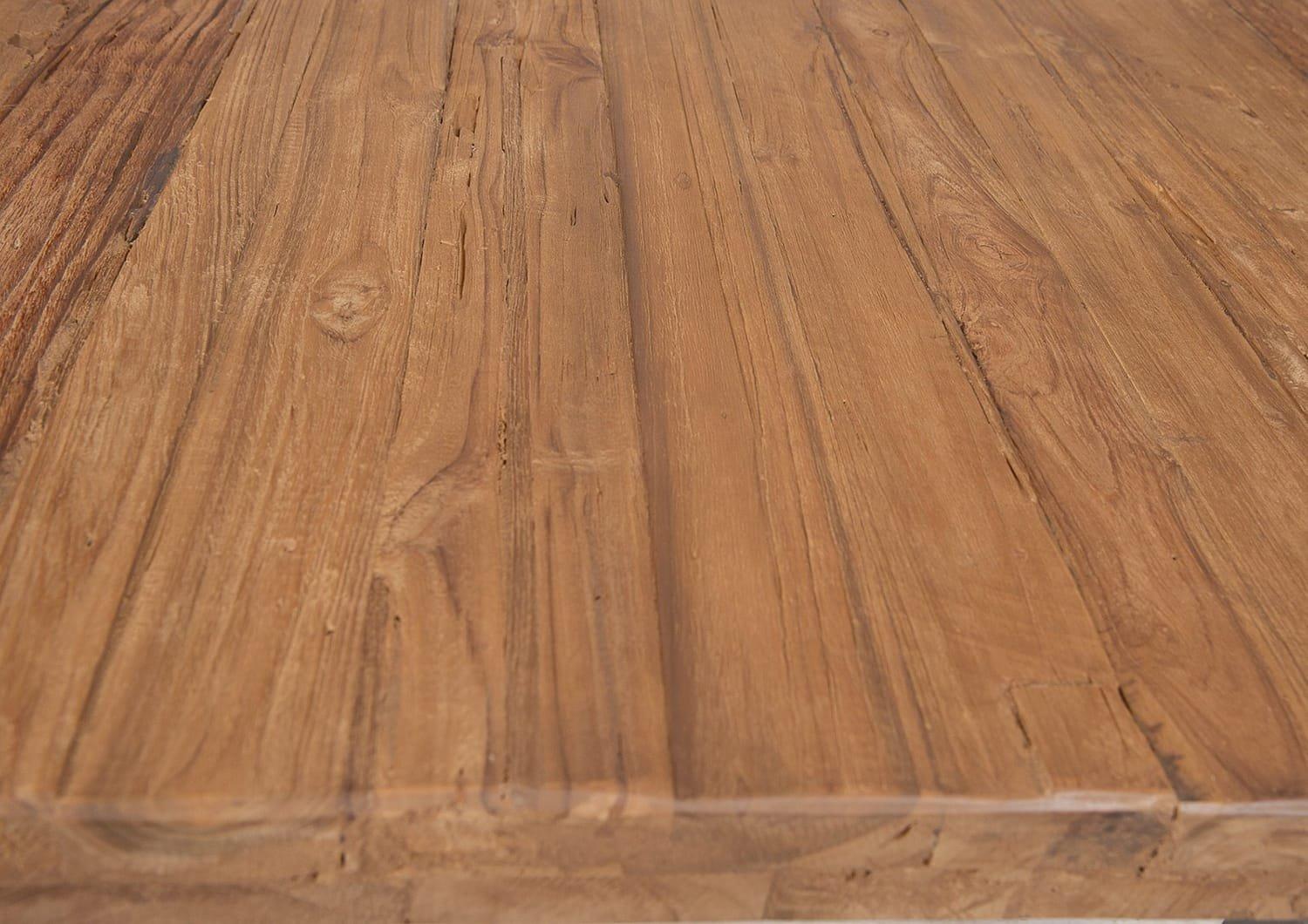 mutoni Tavolo 220x100 cm - teak naturale riciclato - metallo argento antico  