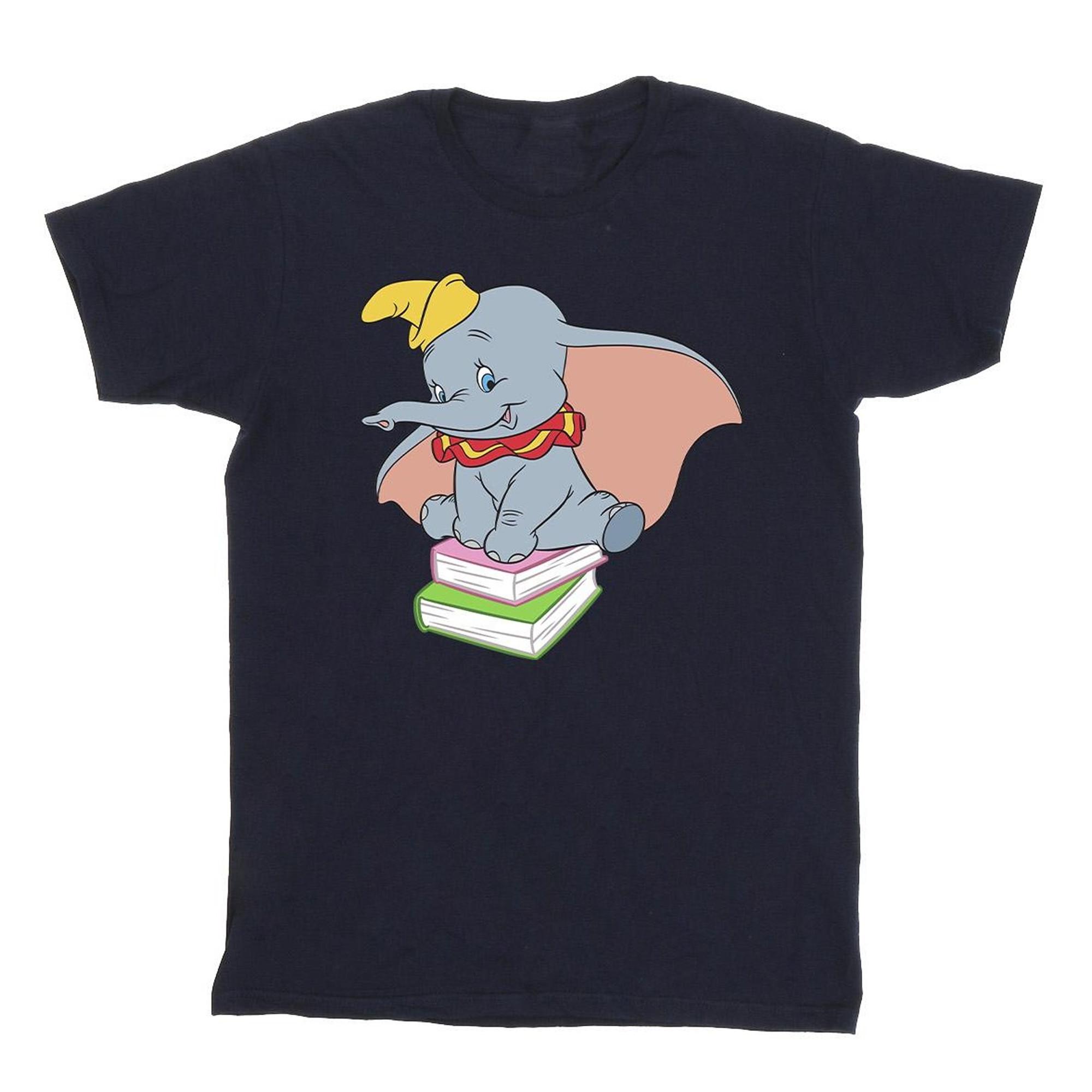 Image of Dumbo Sitting On Books Tshirt Unisex Marine 140/146