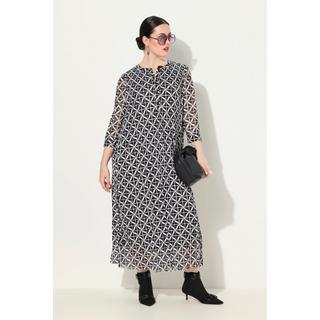 Ulla Popken  Robe maxi en mesh, doublée. Décolleté rond et manches 3/4. 