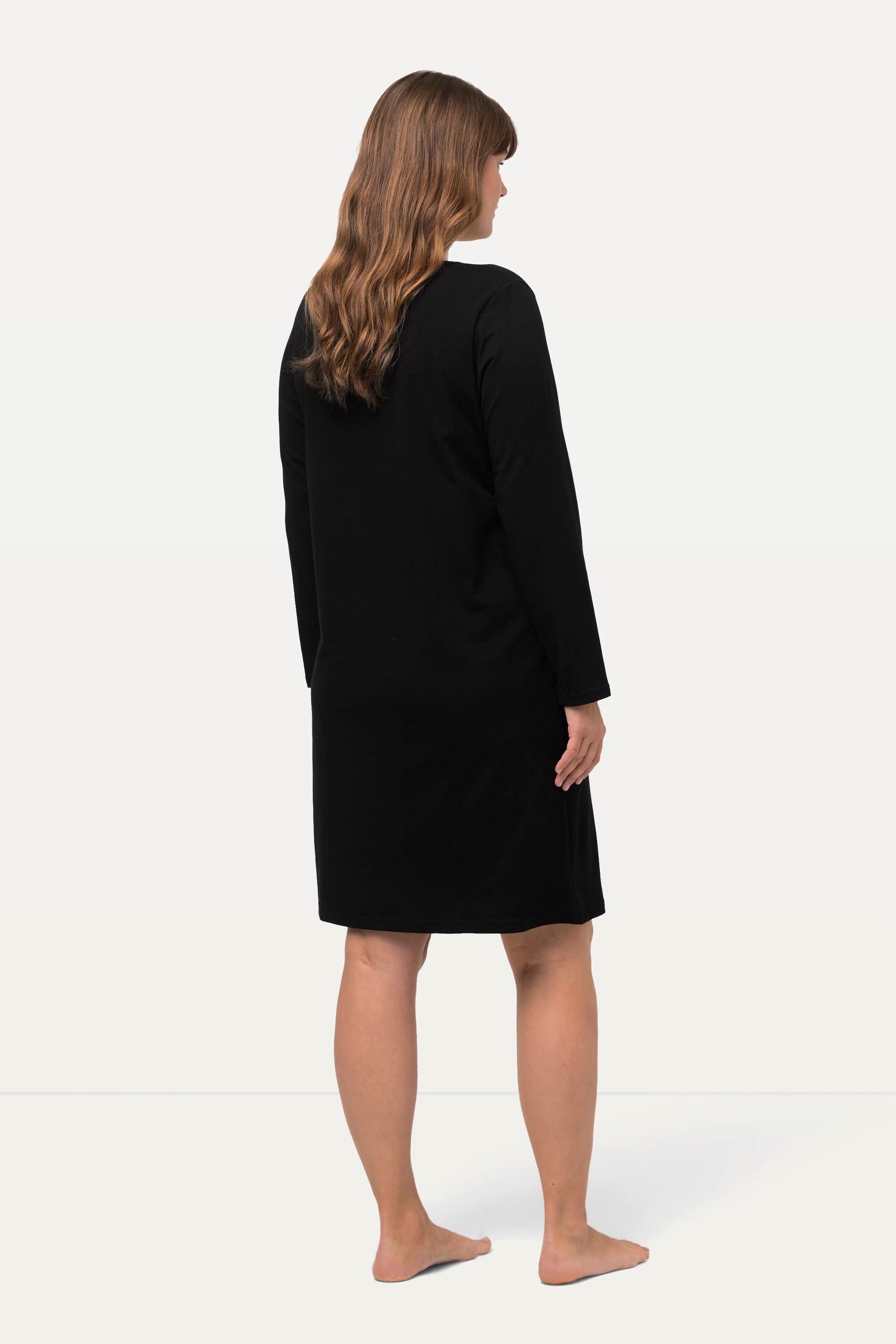 Ulla Popken Camicia da notte Inserto Velluto Mesh Maniche Lunghe  