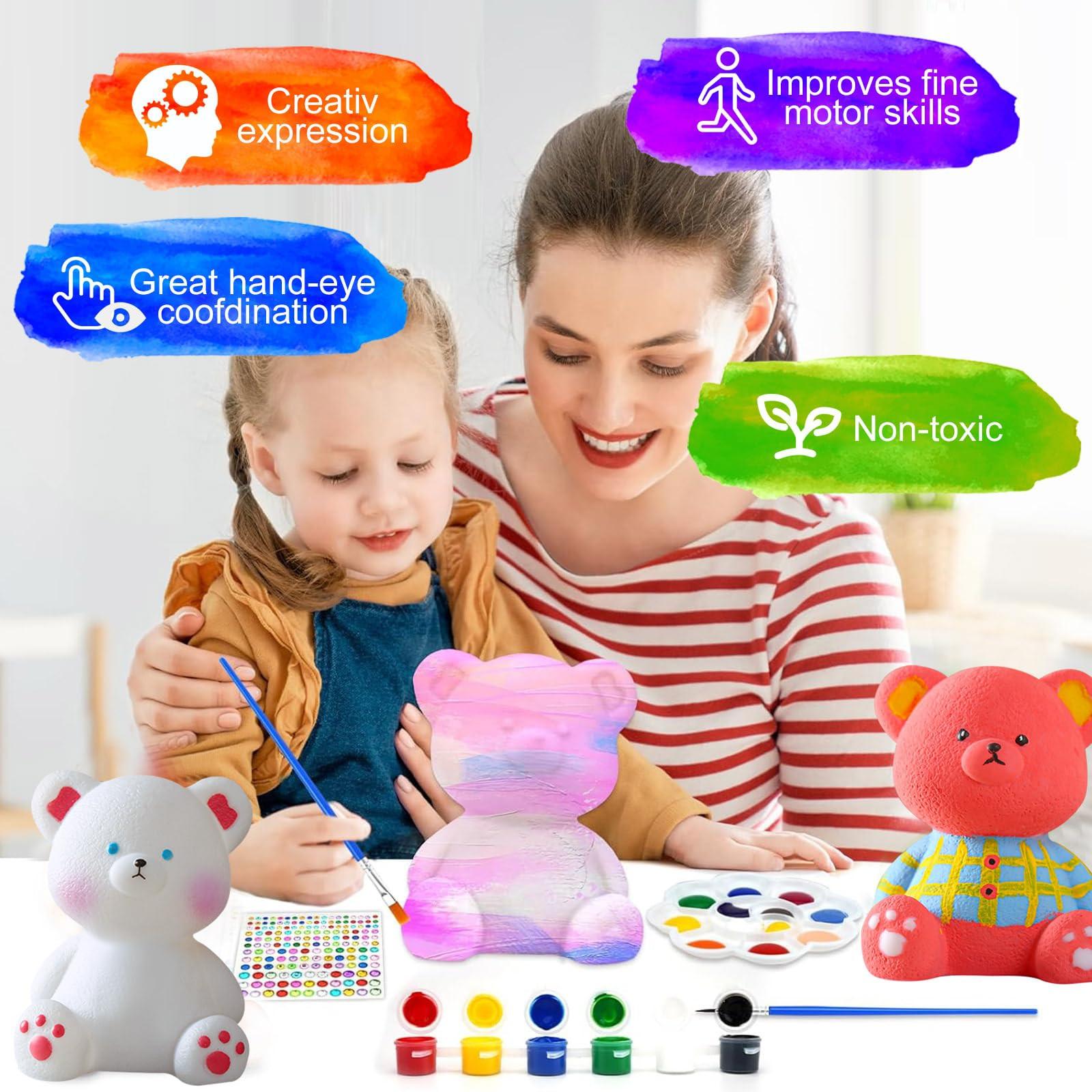 Activity-board  Set de peinture d'ours DIY - cadeau d'anniversaire, lampe d'ours 3D pour la peinture et comme veilleuse 