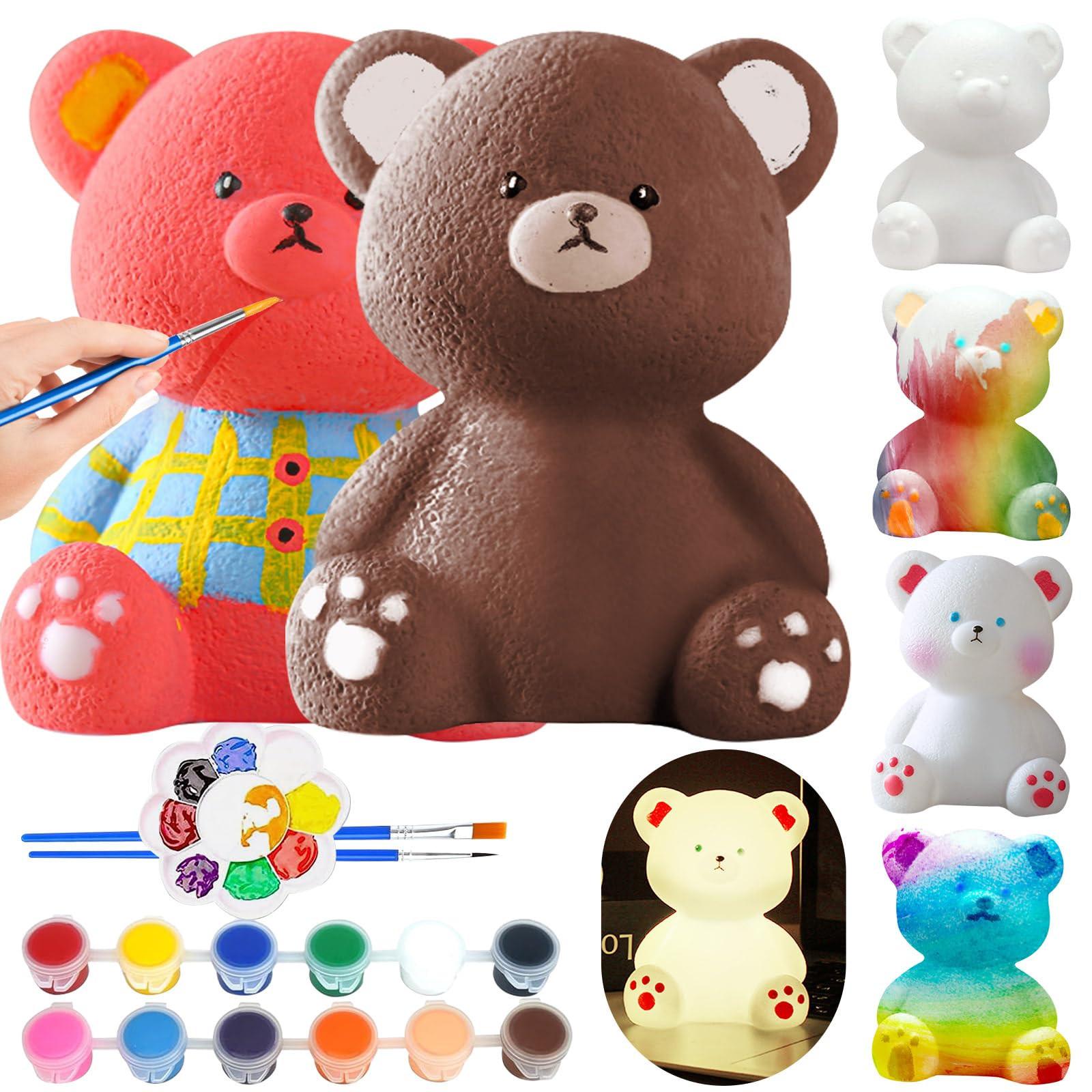 Activity-board  Set de peinture d'ours DIY - cadeau d'anniversaire, lampe d'ours 3D pour la peinture et comme veilleuse 