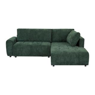 Vente-unique Canapé d'angle droit convertible en tissu texturé vert RICIA  