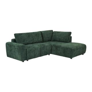 Vente-unique Canapé d'angle droit convertible en tissu texturé vert RICIA  