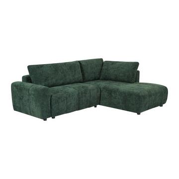 Canapé d'angle droit convertible en tissu texturé vert RICIA