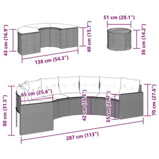 VidaXL set divano da giardino Polirattan  