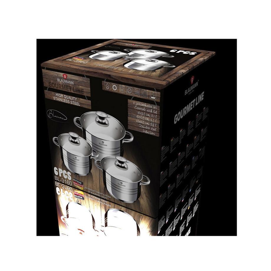 Berlinger Set de 6 casseroles en acier inoxydable Gourmet Line  