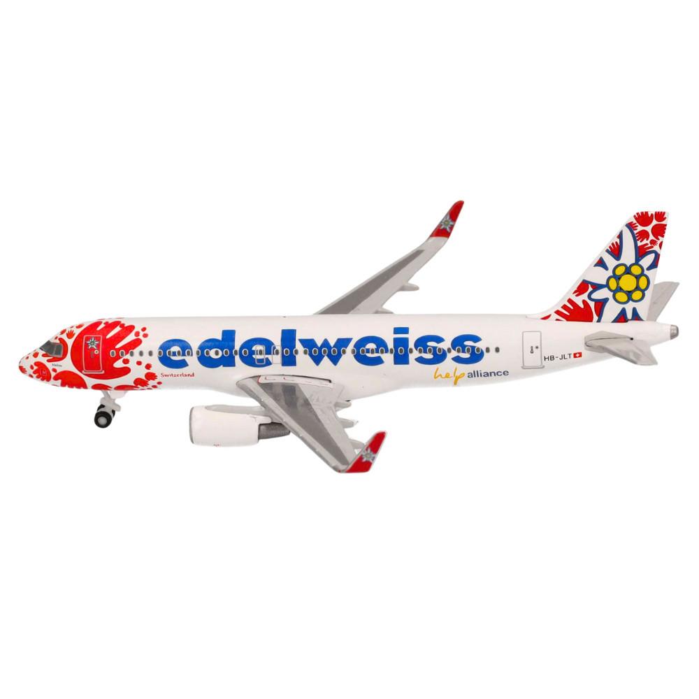 Herpa  Snap-Fit Flugzeugmodell Edelweiss Air Airbus A320 Help Alliance (1:200) 