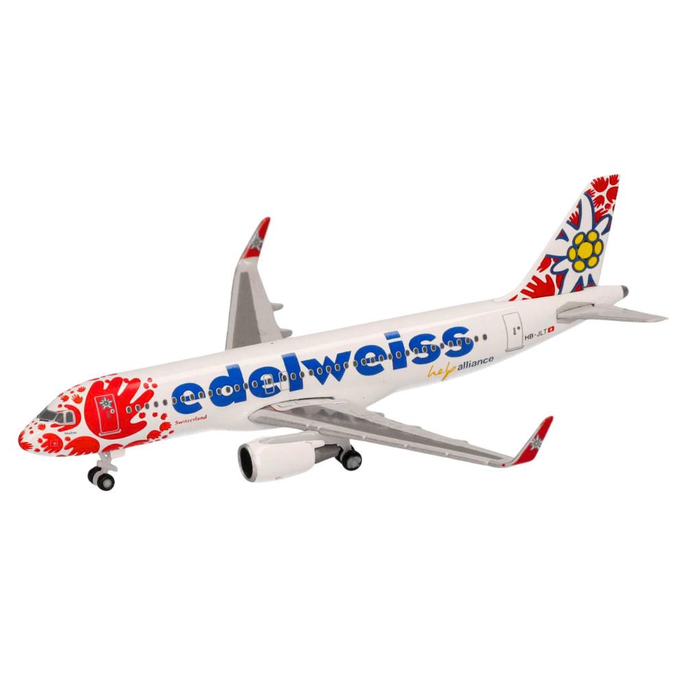 Herpa  Snap-Fit Flugzeugmodell Edelweiss Air Airbus A320 Help Alliance (1:200) 