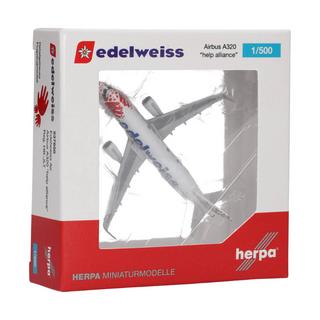 Herpa  Snap-Fit Flugzeugmodell Edelweiss Air Airbus A320 Help Alliance (1:200) 