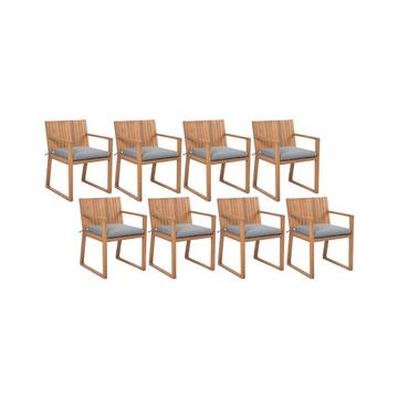 Lot de 8 chaises avec coussins en Acacia Traditionnel SASSARI