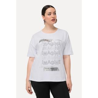 Ulla Popken  T-shirt « Imagine », col rond et manches courtes, pierres fantaisie 