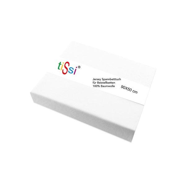 Image of tiSsi Maxi Boxspring Spannbetttuch, weiss, für Beistellbett, 90 x 50 cm - 70 CM
