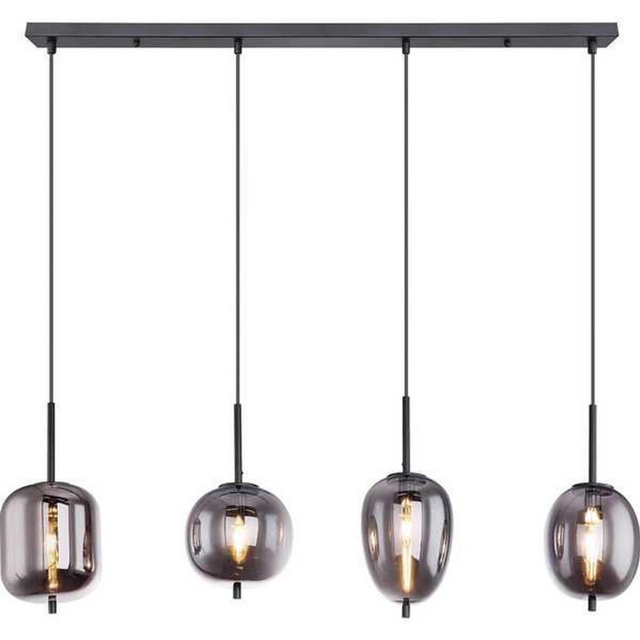 mutoni Lampe à suspension Blacky métal noir 4xE14  