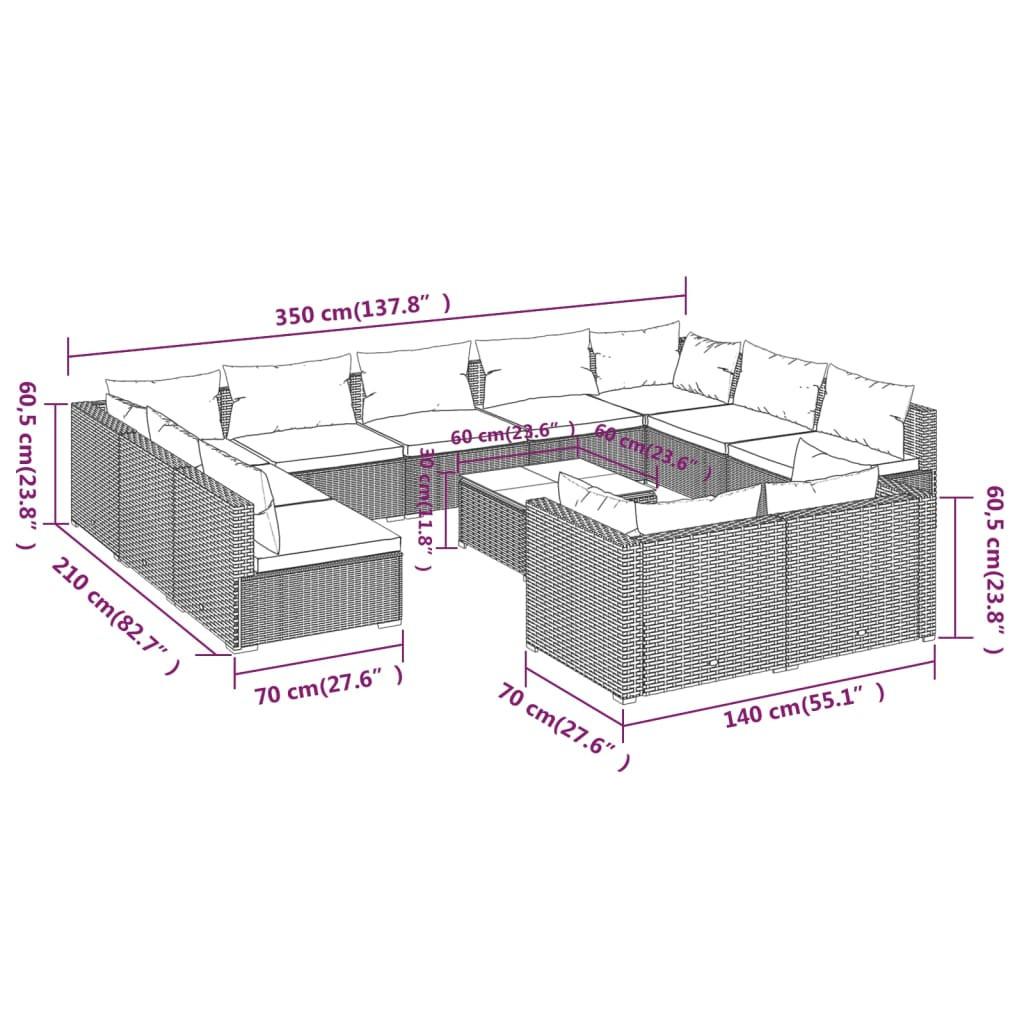 VidaXL set lounge giardino Polirattan  